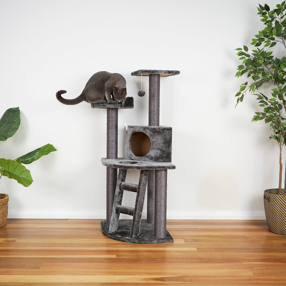 Corner 3 Level Cat Playground - Charcoal