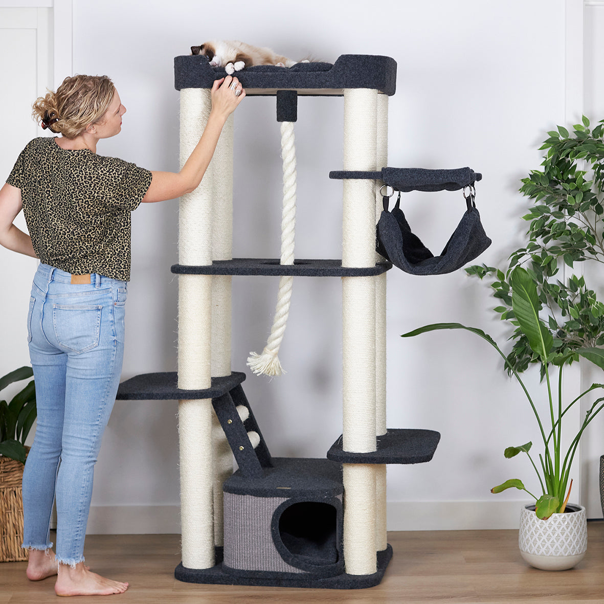 Kitty Climb Playground - Grey Carpet