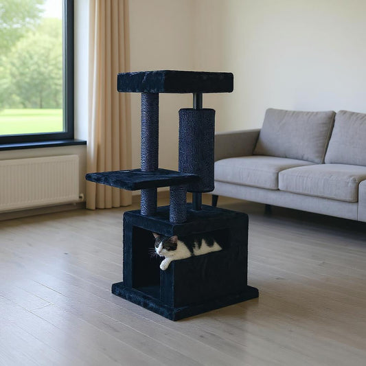 Kitty Scratch Barrel Cat Tree - Black